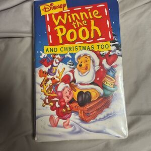 Disney Winnie the Pooh Christmas VHS with Red and Green